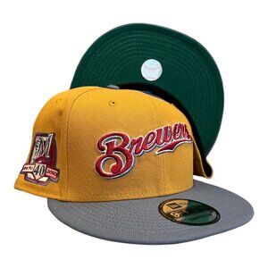 New Era Milwaukee Brewers 9FIFTY Snapback Hat Panama Tan 40th Year Side Patch